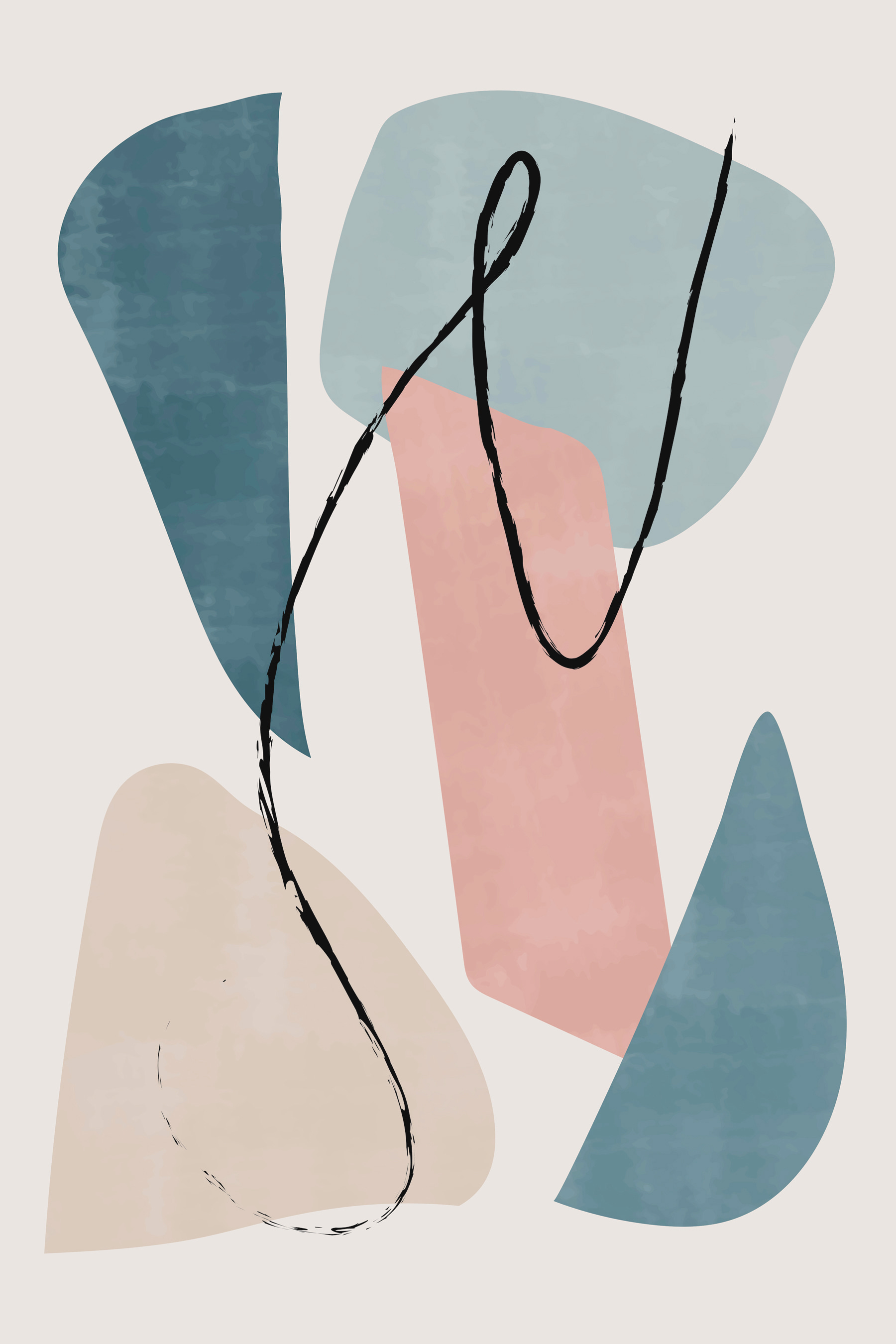 A colorful art piece with black lines