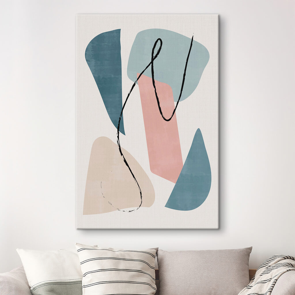 A colorful art piece with black lines