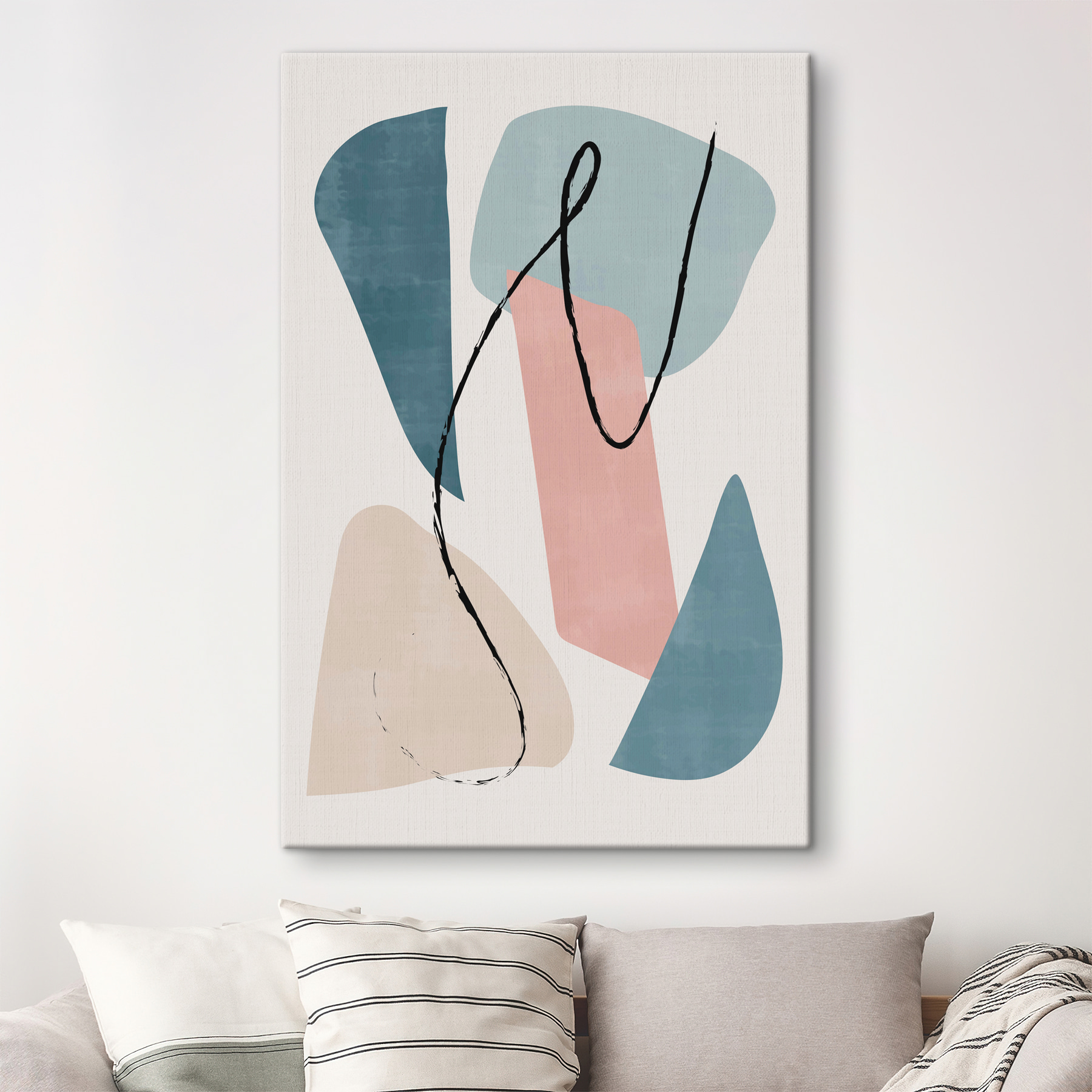 A colorful art piece with black lines