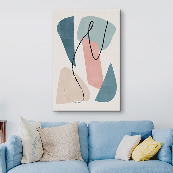 A colorful art piece with black lines
