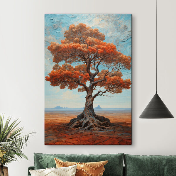 A tree with orange leaves A tree with orange leaves