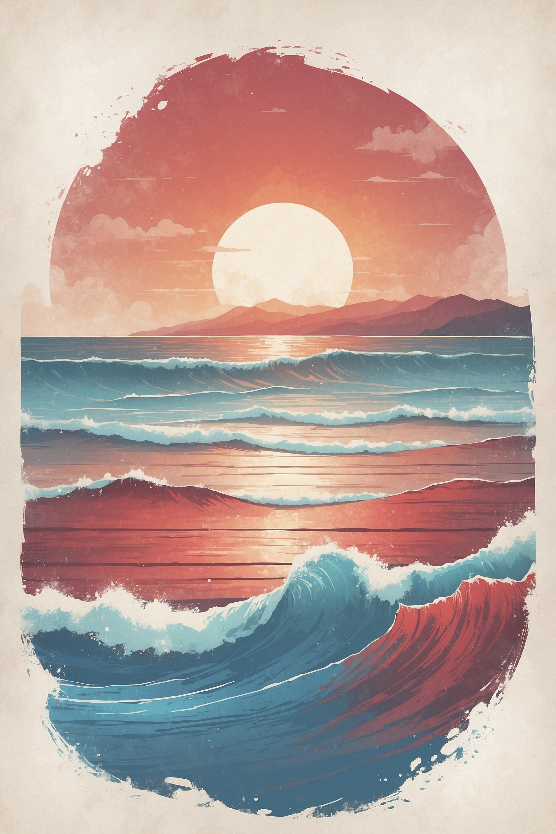 A sunset over a beach