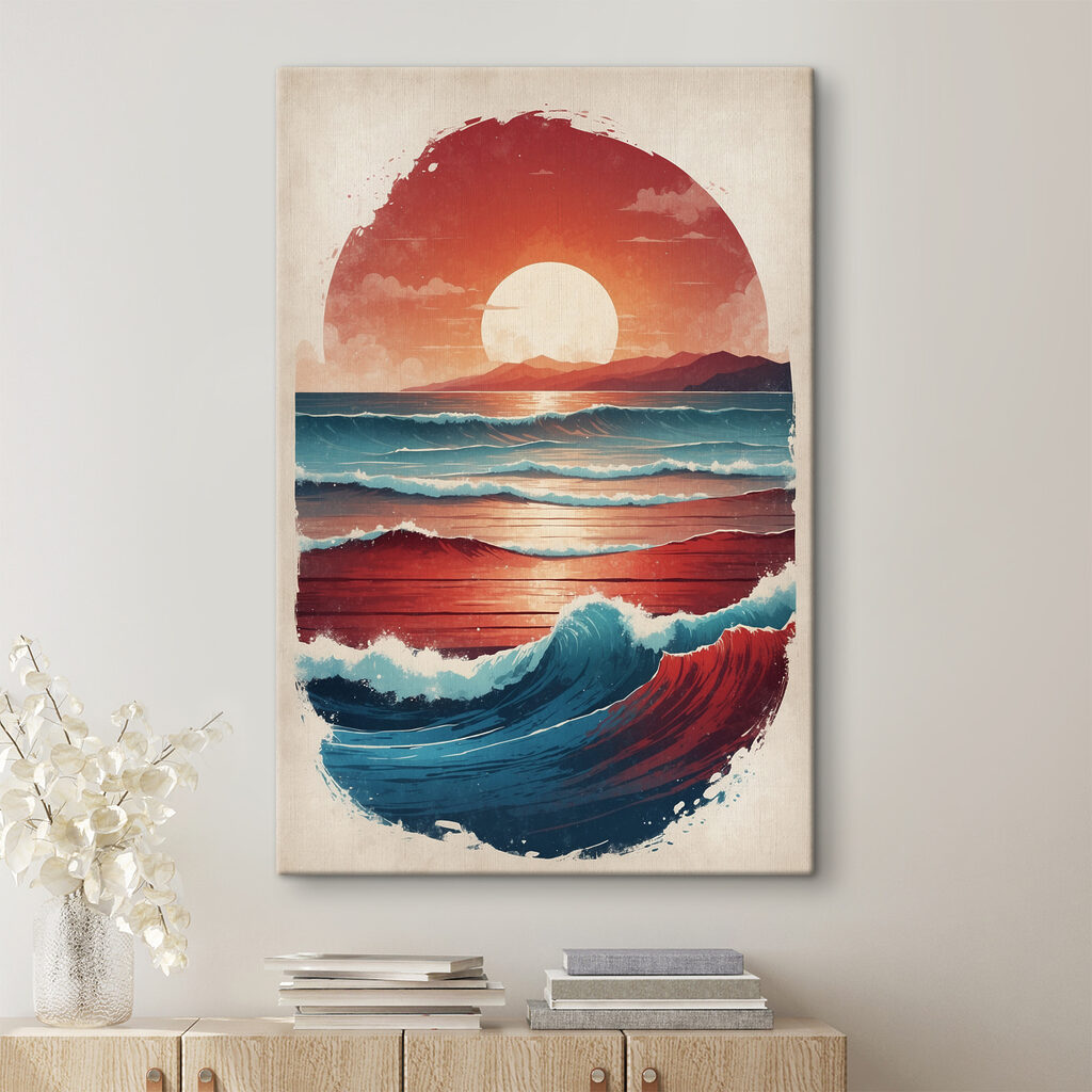 A sunset over a beach