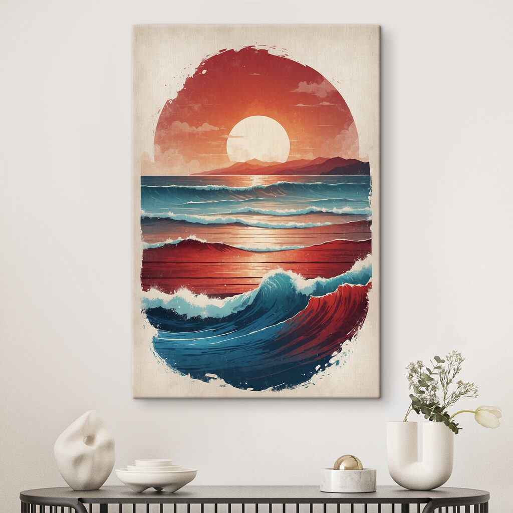 A sunset over a beach