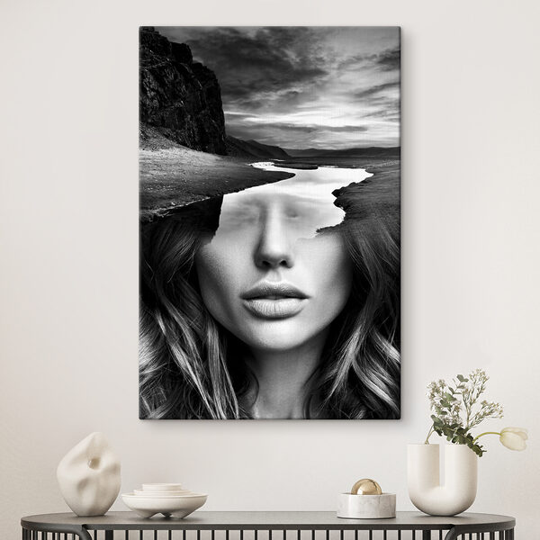 Cuadros El rostro de una mujer con un río y unas montañas (SKU: s36847) Cuadros Cuadros El rostro de una mujer con un río y unas montañas (SKU: s36847)