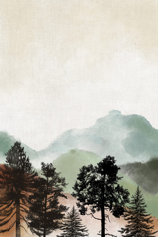 A landscape with trees and mountains A landscape with trees and mountains