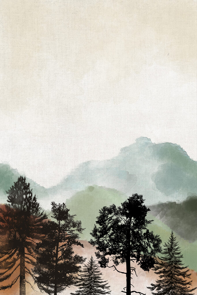 A landscape with trees and mountains A landscape with trees and mountains