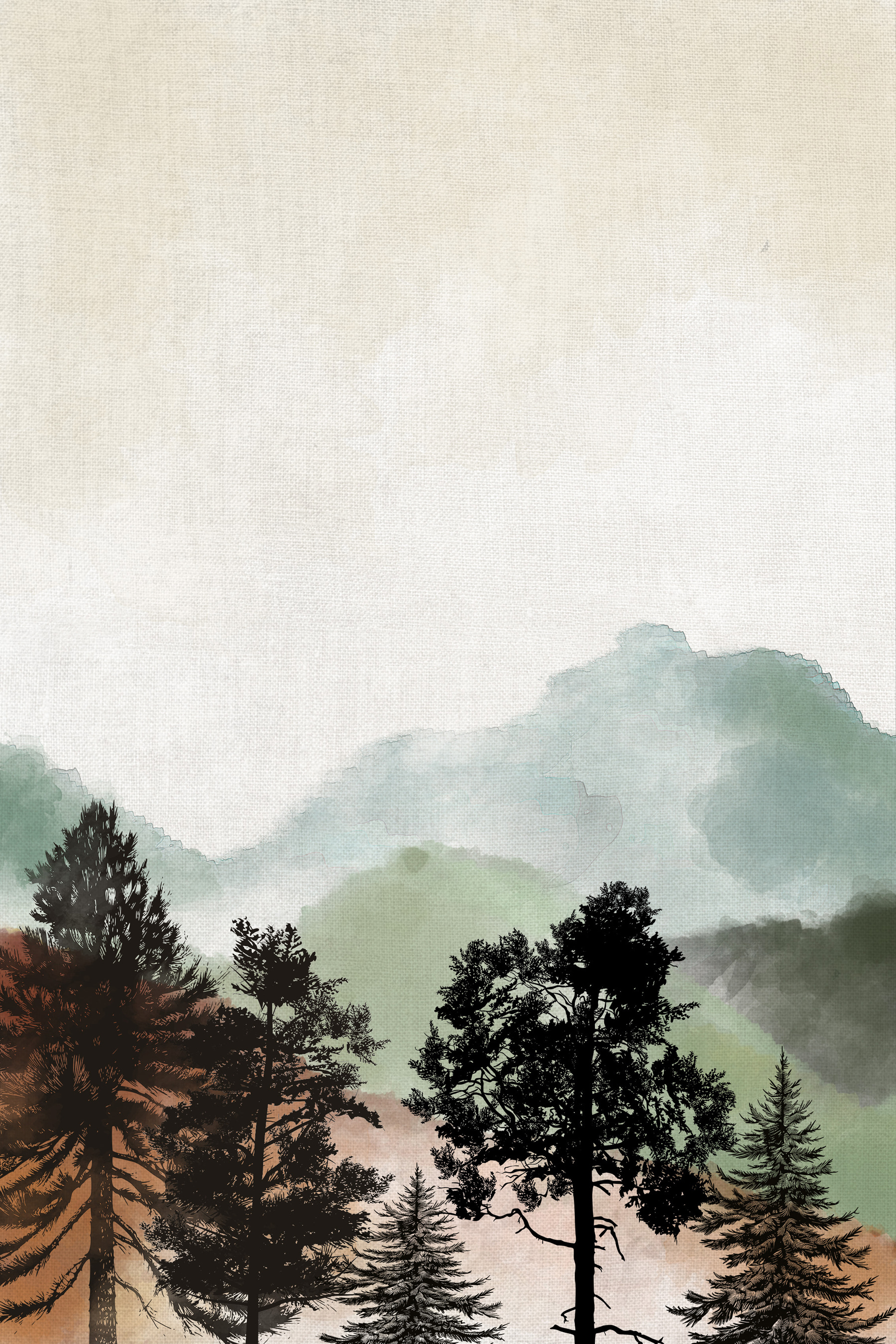 A landscape with trees and mountains A landscape with trees and mountains