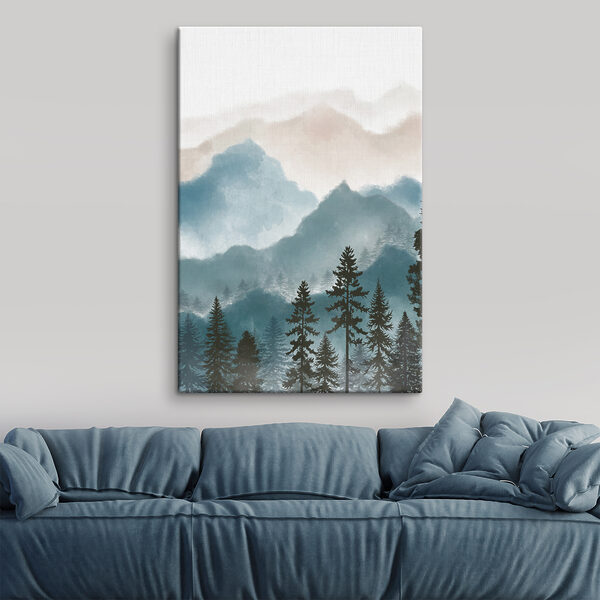 A landscape of mountains and trees A landscape of mountains and trees