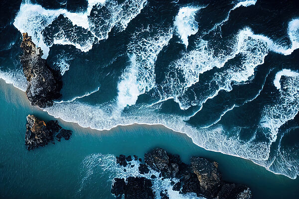 Waves crashing on a beach