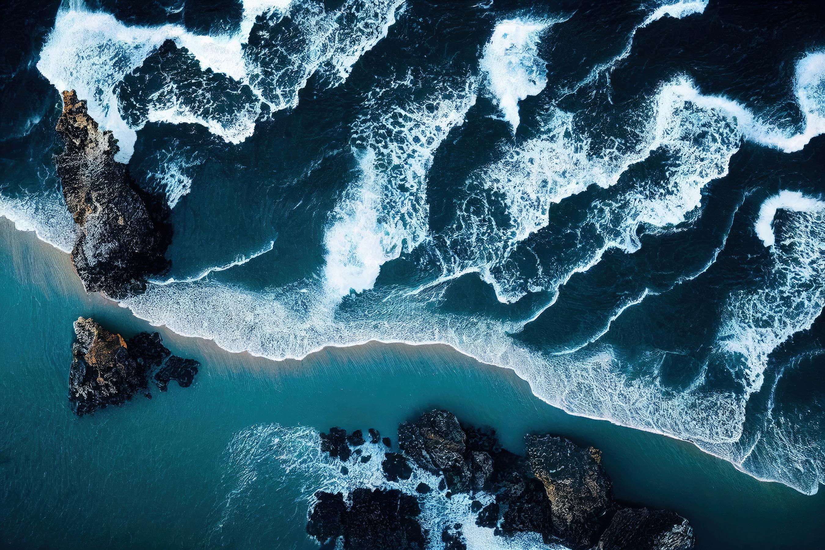 Waves crashing on a beach
