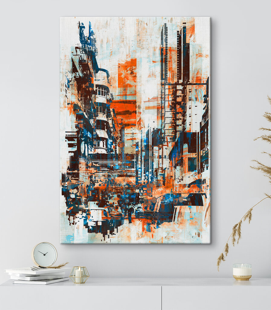 A painting of a city