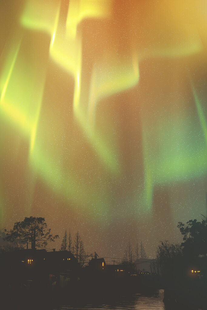 Green lights in the sky