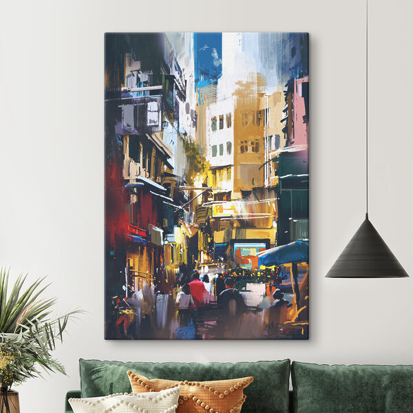 Cuadros Una calle con edificios y gente paseando (SKU: s37096) Cuadros Cuadros Una calle con edificios y gente paseando (SKU: s37096)