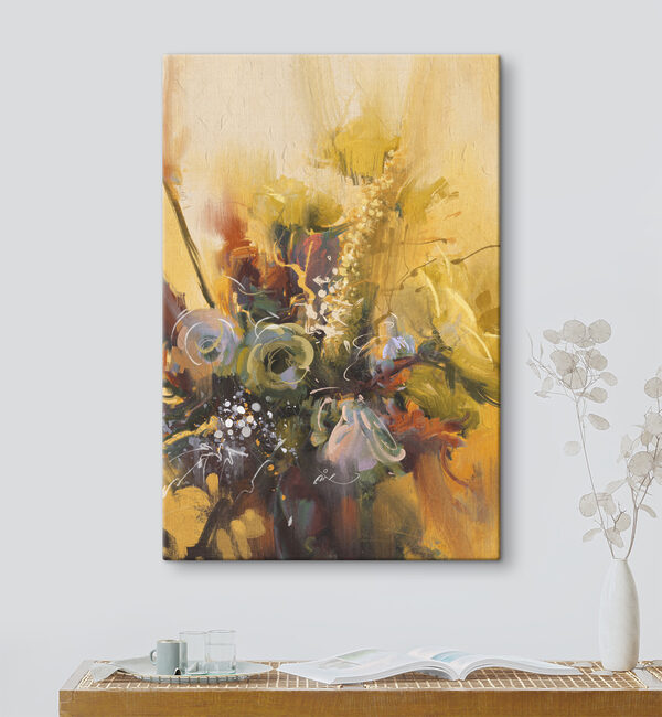 A painting of flowers in a vase