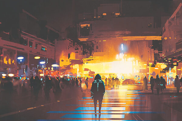 A person walking on a street