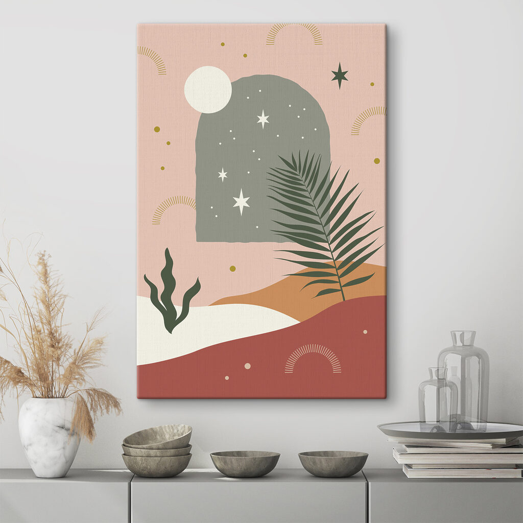 A palm tree leaves and a star