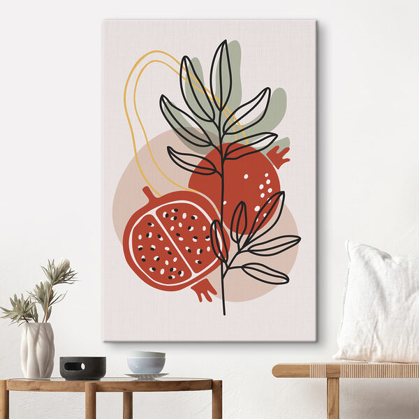 Cuadros Una fruta y una planta con hojas