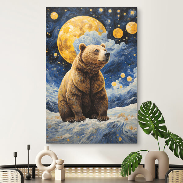 A bear sitting in the snow
