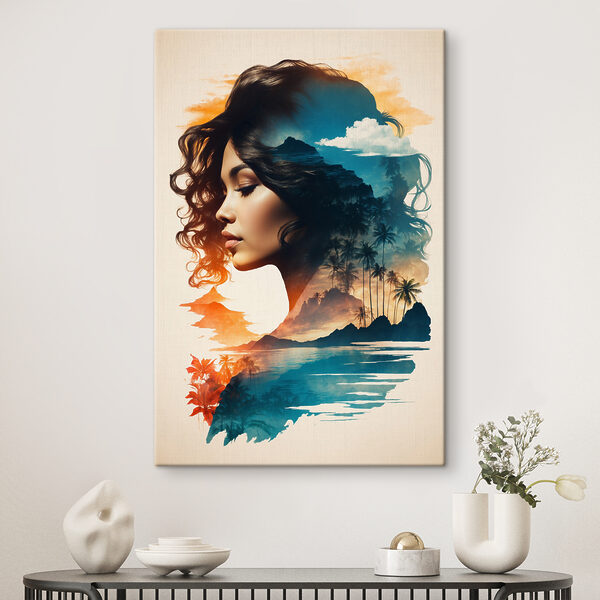 Cuadros El rostro de una mujer y un paisaje (SKU: s37118) Cuadros Cuadros El rostro de una mujer y un paisaje (SKU: s37118)