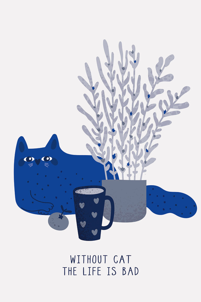 A cat sitting next to a cup and a plant A cat sitting next to a cup and a plant
