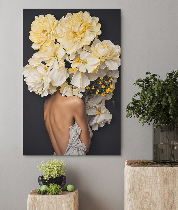 Cuadros Una mujer con flores sobre la cabeza