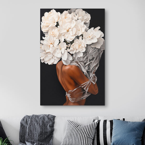 Cuadros Una mujer con flores blancas en la cabeza