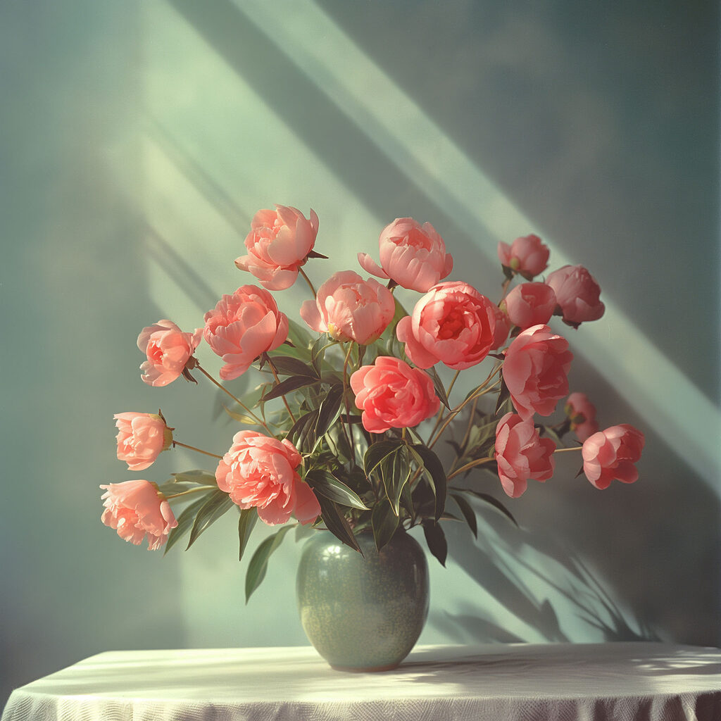 A vase of pink flowers