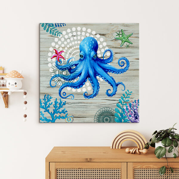 Cuadros Un pulpo azul con estrellas de mar y corales (SKU: s37242) Cuadros Cuadros Un pulpo azul con estrellas de mar y corales (SKU: s37242)