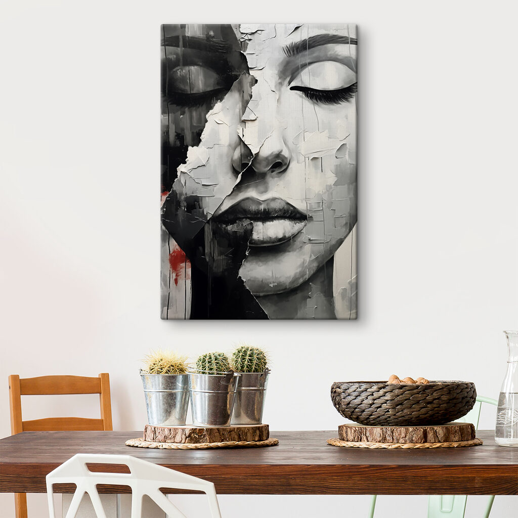 A painting of a woman's face