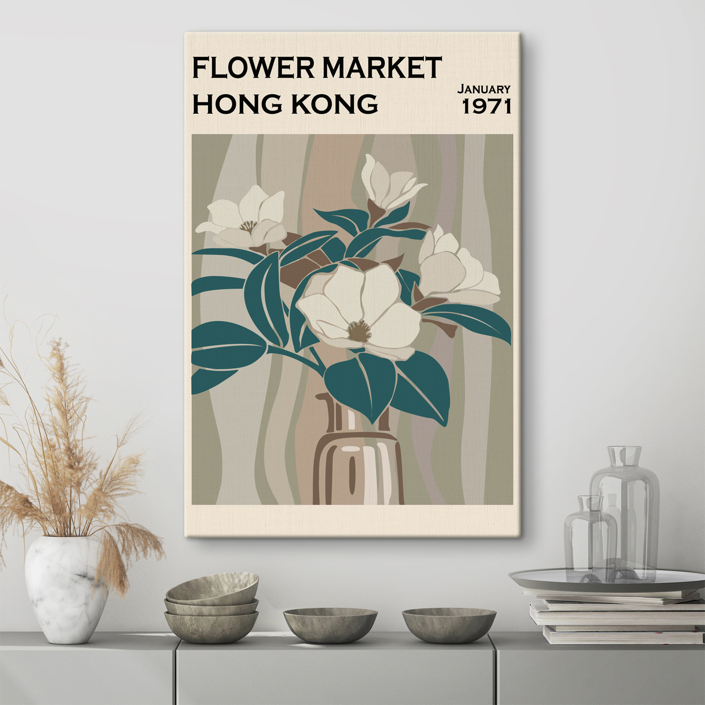 A vase with flowers and leaves