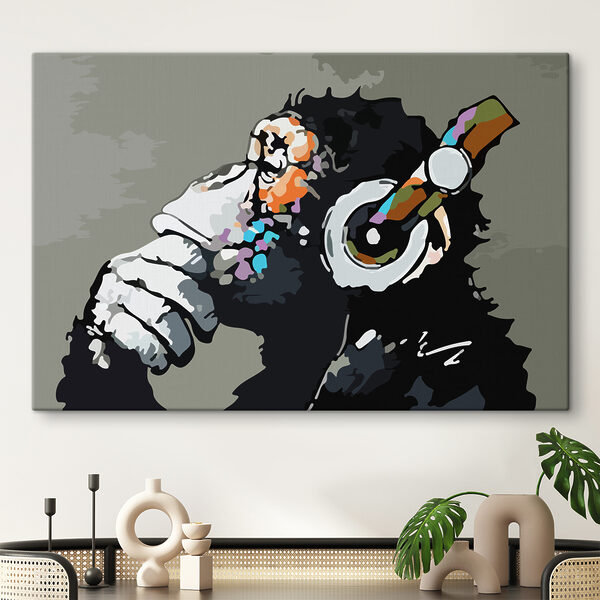 Cuadros Una caricatura de un mono con unos auriculares (SKU: s37269) Cuadros Cuadros Una caricatura de un mono con unos auriculares (SKU: s37269)