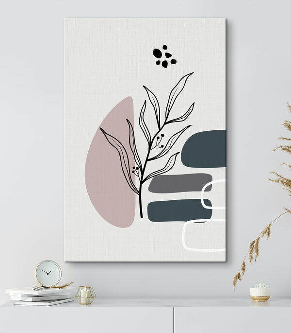 Cuadros Una planta con hojas y formas geométricas (SKU: s37271) Cuadros Cuadros Una planta con hojas y formas geométricas (SKU: s37271)