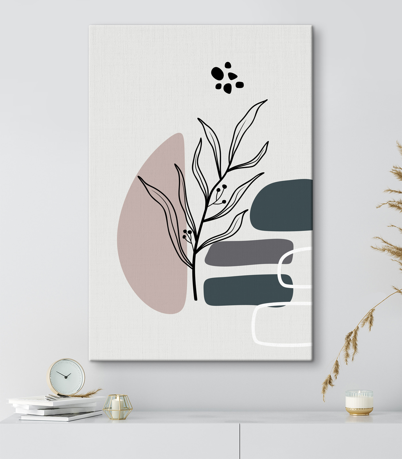 A plant with leaves and geometric shapes A plant with leaves and geometric shapes