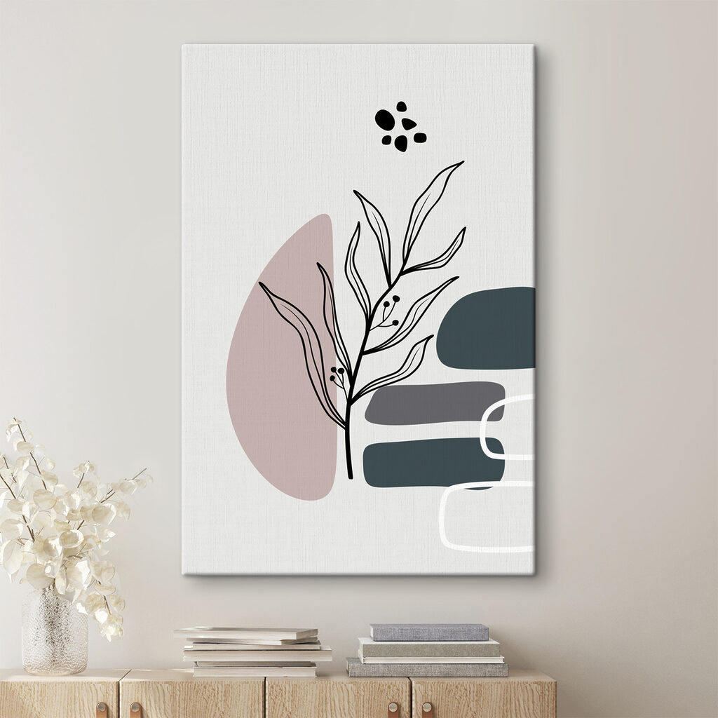A plant with leaves and geometric shapes A plant with leaves and geometric shapes