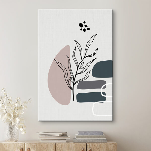 A plant with leaves and geometric shapes A plant with leaves and geometric shapes