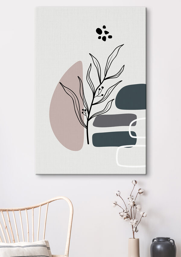 A plant with leaves and geometric shapes A plant with leaves and geometric shapes