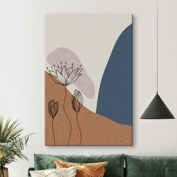 A drawing of flowers on a wall