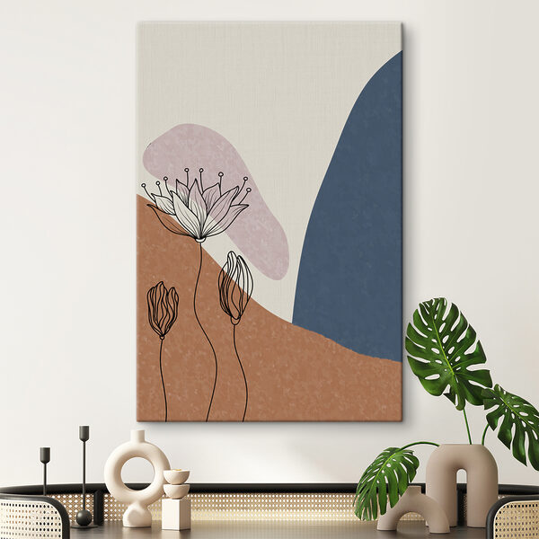 A drawing of flowers on a wall