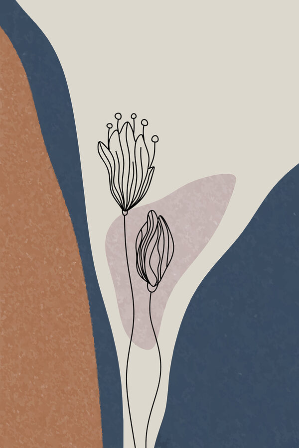 A drawing of flowers on a wall
