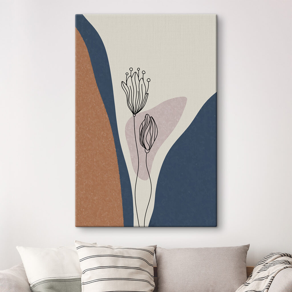 A drawing of flowers on a wall