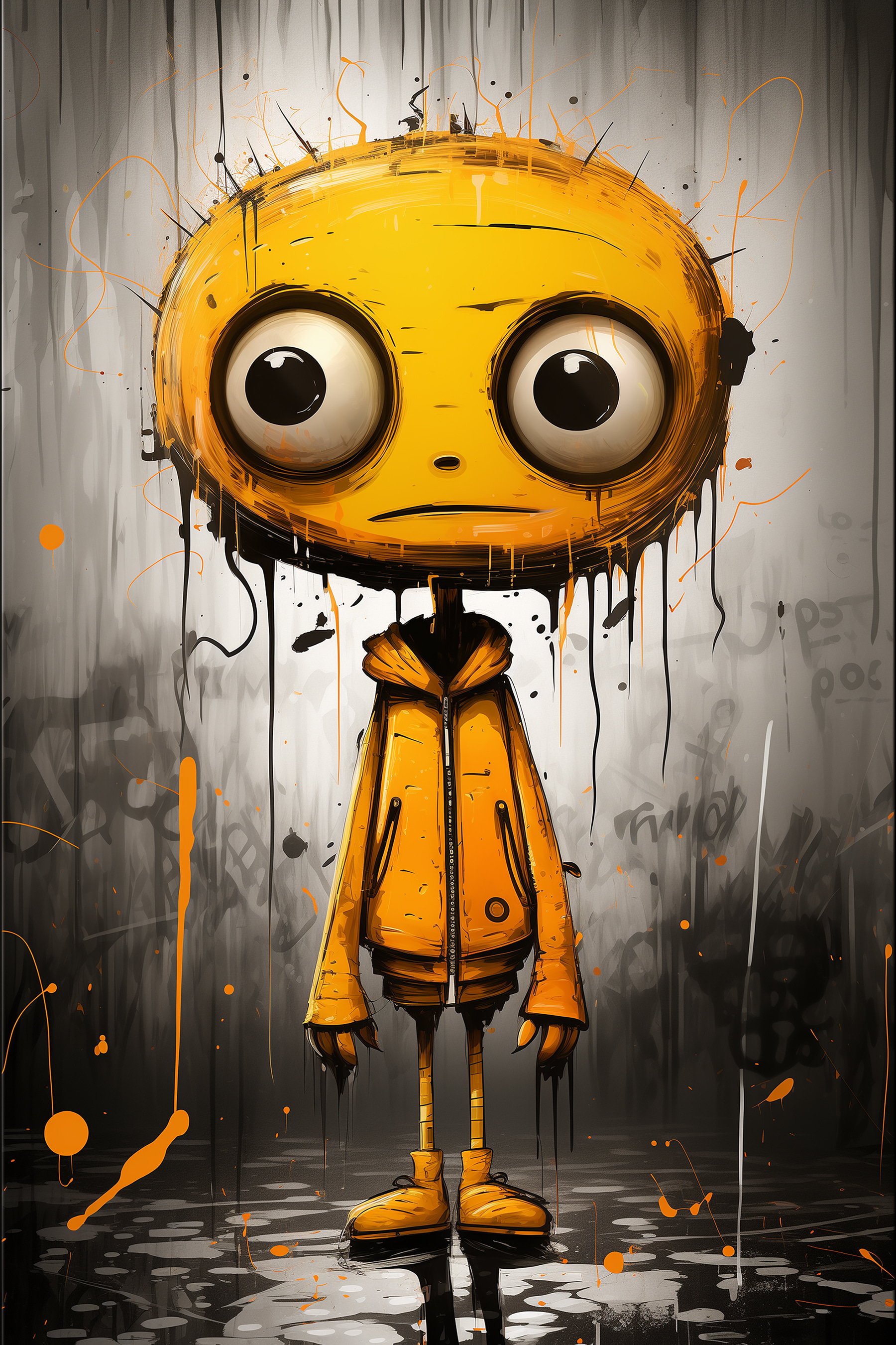 A cartoon character with big eyes