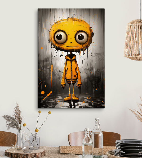 A cartoon character with big eyes