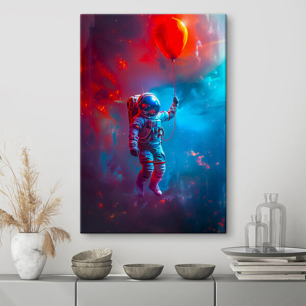 Cuadros Un astronauta con un globo rojo en la mano (SKU: s37277) Cuadros Cuadros Un astronauta con un globo rojo en la mano (SKU: s37277)