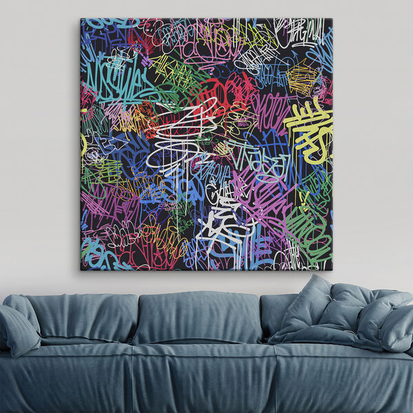 Cuadros Un grafiti de colores sobre fondo negro (SKU: s37150) Cuadros Cuadros Un grafiti de colores sobre fondo negro (SKU: s37150)