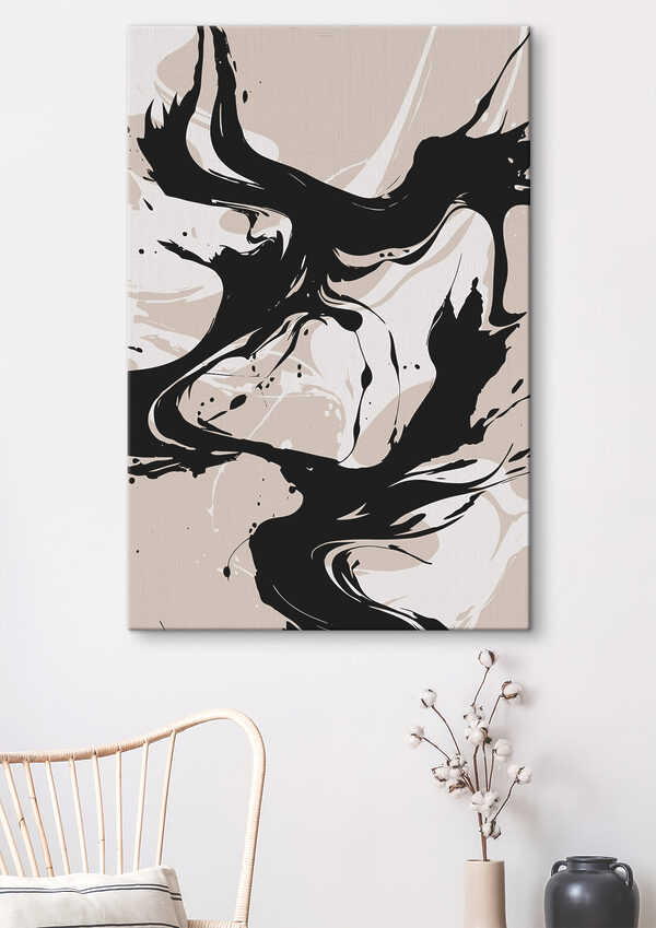 Cuadros Un remolino en blanco y negro sobre un fondo beige