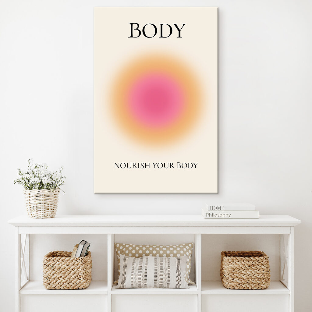 A pink circle with black text