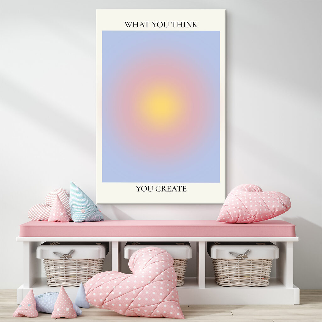 A blue and pink background