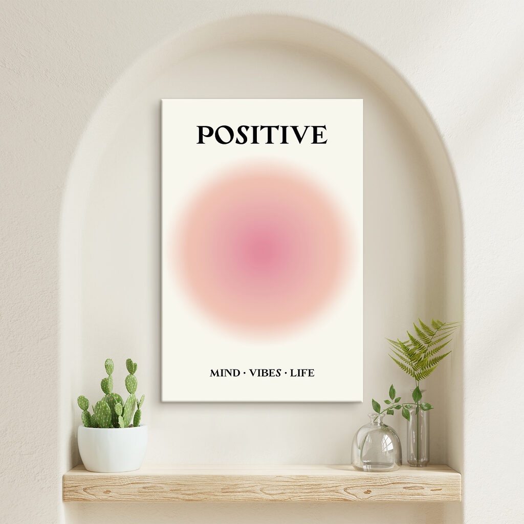 A pink circle with a white background