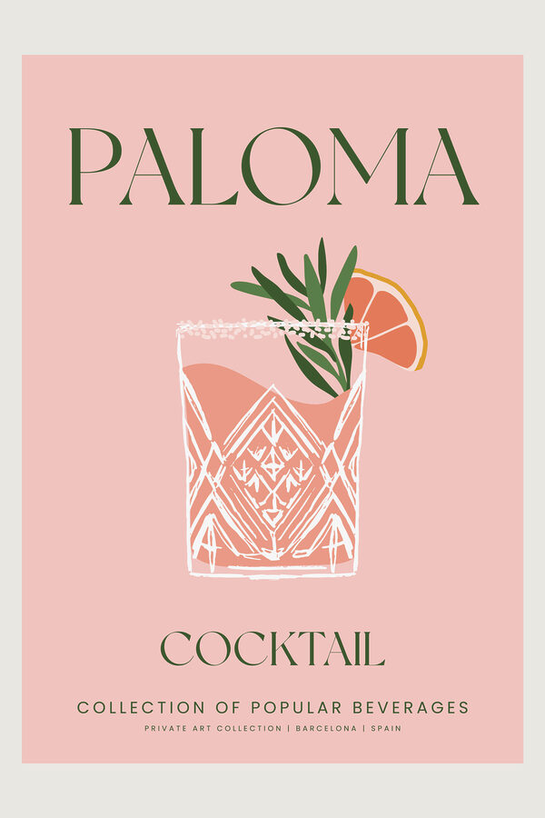 A pink sign with a drink and a slice of orange